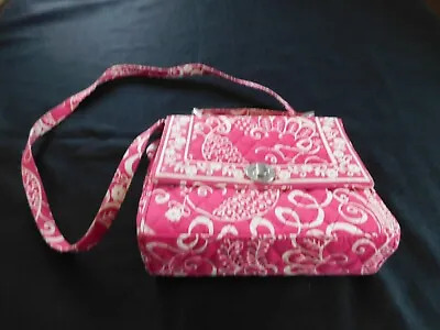 Vera Bradley Shoulder Strap Pink And White Purse Lock Julia Twirly Birds • $17.95