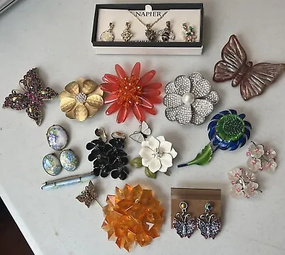 VTG “BETTER THAN FLOWER POWER” Jewelry Lot - 17 Pcs - RhinestoneLUCITEEnamel + • $120