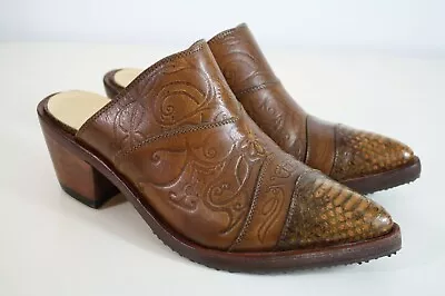 $74.99 • Buy Salpy Women's Brown Tooled Western Mule Clog Slip On Shoes 6.5