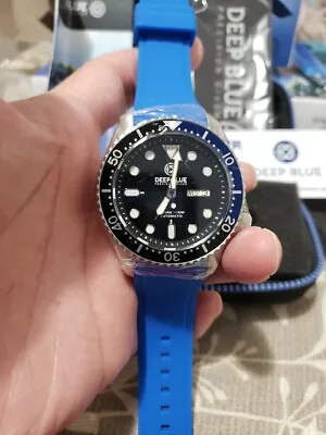 DEEP BLUE MEN'S MILITARY DIVER WATCH 300 AUTOMATIC / BLACK DIAL ON Silicon STRAP • $200