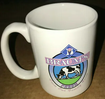 Vintage BRAUM'S Ice Cream & Dairy Restaurant Cow Large Coffee Cup Mug 12OZ MILK • $7.95