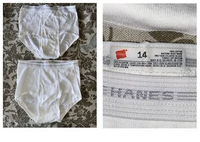 Hanes Boys Briefs Size 14 Vtg White 100% Cotton New 2 Lot Underwear • $16.90