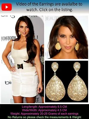 Stunning Women Gold Plated Large Hoop Jewellery Teardrop  Shape Earrings | KK ❸ • £4.03