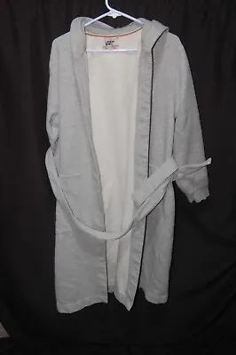 Lands' End Gray Serious Sweats Hooded Robe Bath Spa Wrap Mens Size Small 34-36 • $34.99