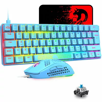 AU 60% Mechanical Keyboard&Mouse Gaming Set Keyboard&Mouse Bundles Blue Switch • $54.99
