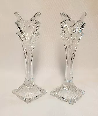 Pair Of Mikasa Crystal Tulip Style Taper Candle Holders • $10