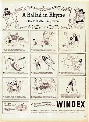Vintage Print Ad 1943 Windex Ballad In Rhyme For Fall Cleaning Time • $9.25