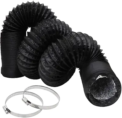 3Inch Flexible Ducting Hose 16.5 Feet Black Aluminum Ducting Dryer Vent Hose Wit • $22.61