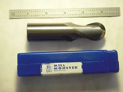 New Monster Usa 1  Dia. X 1-1/2  Loc X 4  Oal 2 Fl. C.c. Carbide Ball Endmill   • $101.99