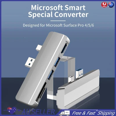 $19.19 • Buy For Surface Pro 6 5 4 Hub With 4K HDMI-Compatible USB 3.0 TF Slot (Silver)