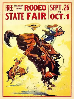 1930s State Fair Rodeo Poster Cowboy Vintage Style Western Poster - 18x24  • $12.95