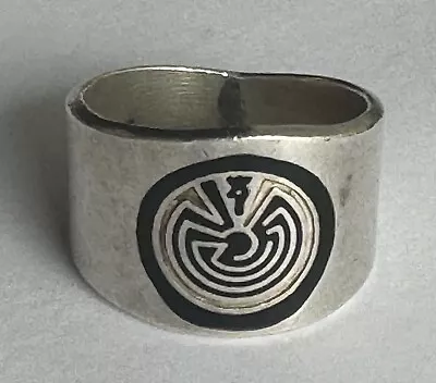 Signed Mexico Man In The Maze Sterling Silver Vintage Ring Size 11.25 • $124.99