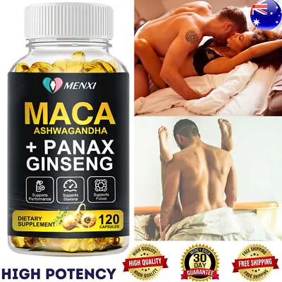 Maca Ashwagandha+ Panax Ginseng Capsules Peruvian Extract Organic Vitamins 120pc • $12.59