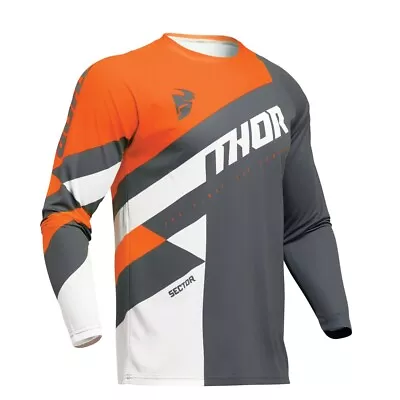 Thor 2024 Sector Checker Offroad Dirt Bike Motocross Jersey Charcoal/Orange • $27.95