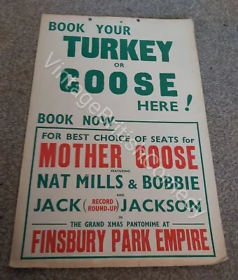 Vintage Music-Hall Panto Theatre Poster - Nat Mills & Bobby 1952/1953 • £50