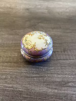 T & V Limoges France Trinket Box Iridescent Purple Gold • $39.99