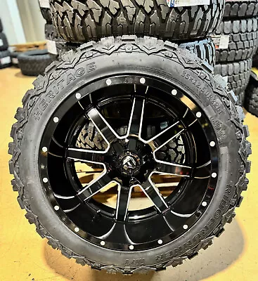 22x12 Fuel D610 Black Maverick Wheels 35  MT Tires 8x6.5 Dodge Ram 2500 3500 • $3199