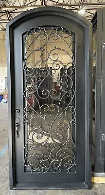 Wrought Iron Single Entry Door 42  X 96  Arched Floral • $2750