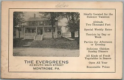 Montrose Pa Evergreens South Main Street Antique Postcard • $13.99