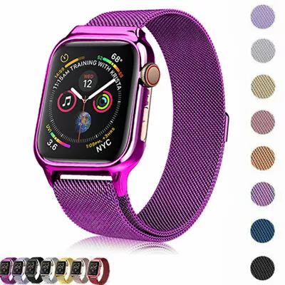 $16.82 • Buy Magnetic Milanese Loop Band Frame PC Case For Apple Watch Series 4 5 6 40mm 44mm