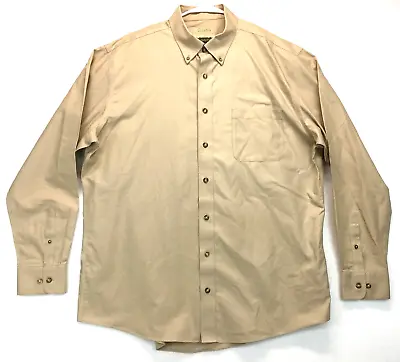 Cabelas Shirt Mens XLT Tall Beige Outfitter Series Long Sleeve Button Up Pocket • $17.10