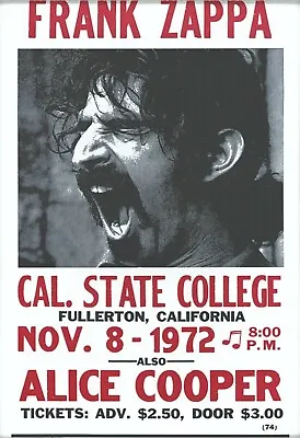 Frank Zappa Reproduction 4  X 6  Mini Concert Poster Free Top Loader   • $4.99