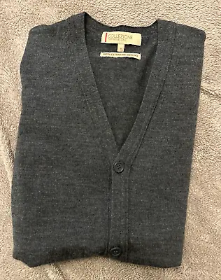 M&S Collezione Grey Knitted Sleeveless Vest Extra Fine Merino Medium *tiny Flaw • £14.95