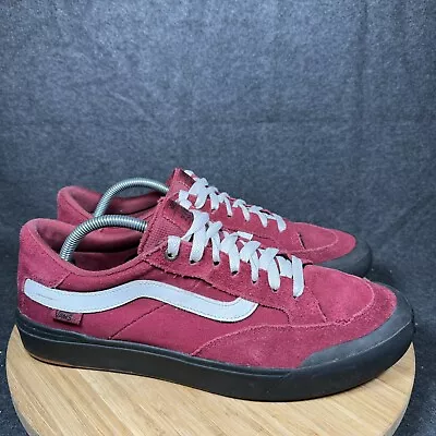 VANS BERLE PRO Skate Shoes Burgundy Red Suede And Canvas Men's US 11.5 • $22.99