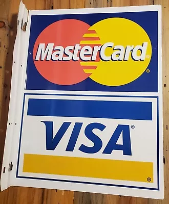 Vintage Visa Mastercard Double Sided Metal Sign 21 X 16 1998 • $75