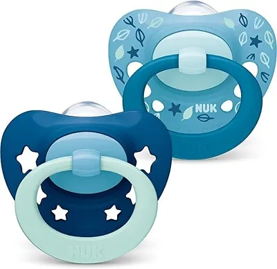 £5.12 • Buy BABY Dummy SOOTHER 6-18 Months BPA-Free BLUE Heart Pack Of 2 Count NUK FREE Post