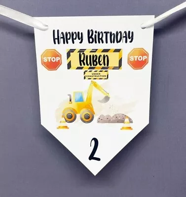 Personalised Digger Birthday Bunting Banner 1st 2nd 3rd • £4.50