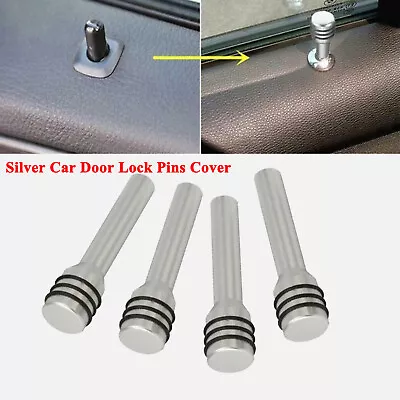 Auto Interior Front Door Lock Pins Knobs Cover Caps Button Accessories Silver • $8.27