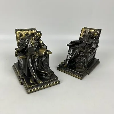 Pair Of Vintage K&O Bronze Book Ends  Asleep At Mid-Story  Circa 1929 - USED • $35.99