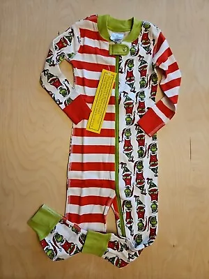 Nwt Hanna Andersson Mix It Up Dr Seuss  Grinch Zipper Sleeper Pajamas 80 18-24m • $34.99