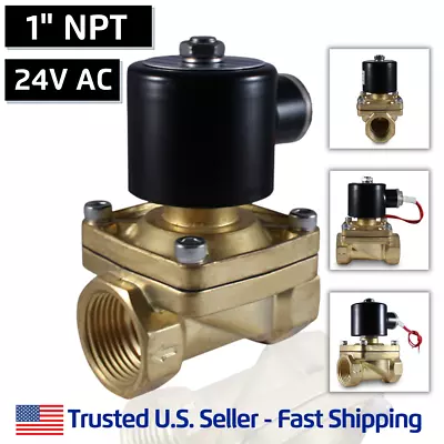 1  24 Volts AC Electric Brass Solenoid Valve Water Gas Air 24 VAC • $69.95