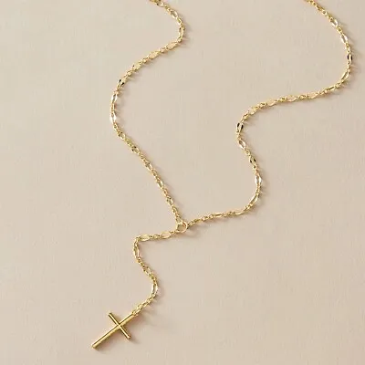 Gold Cross Clavicle Chain Pendant Necklace Choker Fashion Religious Jewellery • $2.96