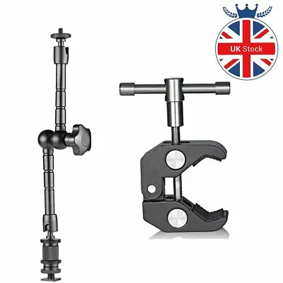 UK 11  Articulating Magic Arm+Super Clamp Crab For DSLR Camera LCD Monitor LED • £10.99