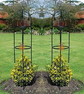 £17.95 • Buy Set Of 2 Garden Obelisk Climbing Plants Support Roses Metal Arch 1.9m High Pair