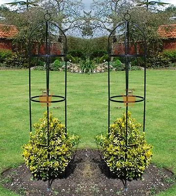 £17.95 • Buy Set Of 2 Garden Obelisk Climbing Plants Support Roses Metal Arch 1.9m High Pair