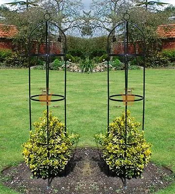 Set Of 2 Garden Obelisk Climbing Plants Support Roses Metal Arch 1.9m High Pair • £19.89