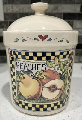 Vintage Susan Winget Peaches Cannister Lidded Fruit Cookie Jar • $35