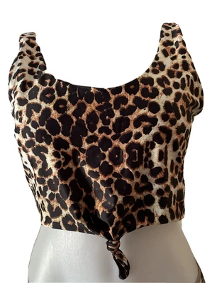 ZAFUL Swim Bikini Top Animal Print Front Tie Rem. Pad Size XXL NWT • £13.03