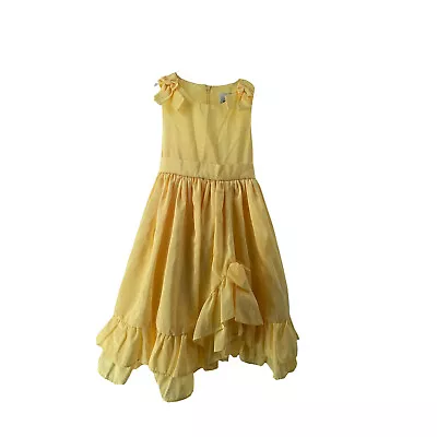 Sugar Plum Girls Formal Dress Size 6 Yellow Ruffle Belted Belle Sleeveless Party • £14.48