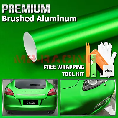 Premium Brushed Aluminum Green Steel Vinyl Wrap Sticker Decal Film Air Release • $4.99