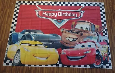 Cars Lightning McQueen Backdrop Wall Banners Birthday Party Photo Background New • £9.99