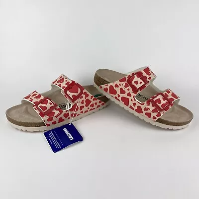 Birkenstock Women’s Slides Birko Flor ARIZONA Hearts Red Size 35 • $85.99