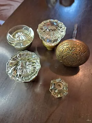 Eastlake Brass Door Knob And Glass Door Knobs - Vintage Antique • $50