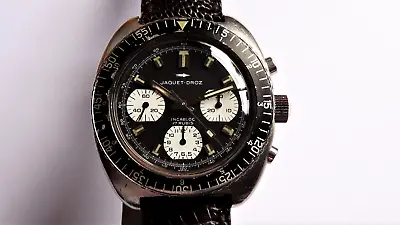 Jaquet Droz Chronograph Vintage Watch Diver Valjoux 7736 Handwinder Panda Dial • £3350