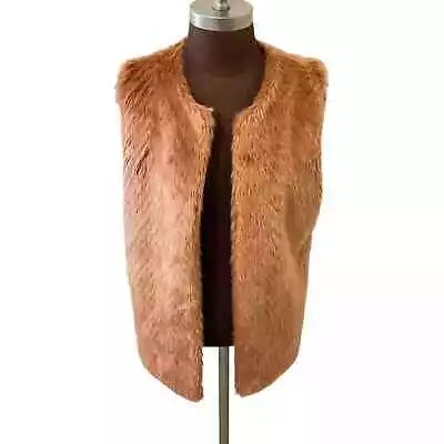 Maison Scotch Vest Open Front Faux Fur Hand Pockets Rust Size 2 • $20