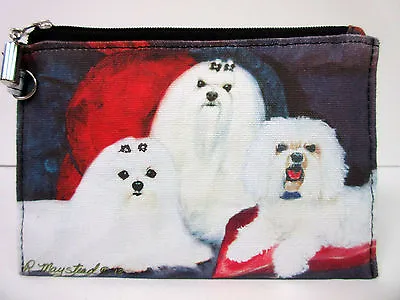 New Maltese Dog Zippered Handy Pouch Make-up / Coin Purse Artist Ruth Maystead • $9.99